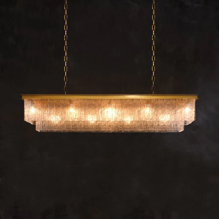 Claira Glass Rectangular Chandelier 41"49"52"72" - Ginkgo Petal