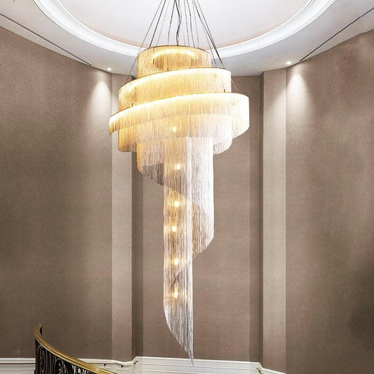 Alisa Luxury Aluminum Chain Tassel Ring Multilayer Chandelier - Ginkgo Petal
