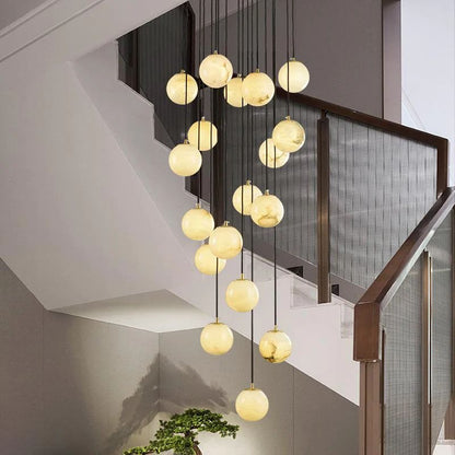 Alabaster Global Wavy Chandelier - Ginkgo Petal