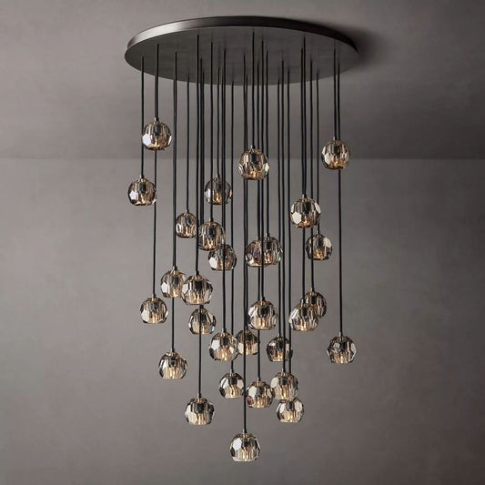 Bouble De  Crystal Round Cluster Chandelier 40"