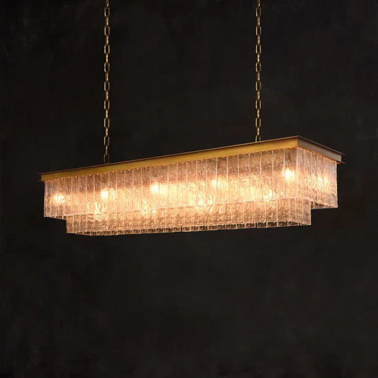 Claira Glass Rectangular Chandelier 41"49"52"72" - Ginkgo Petal