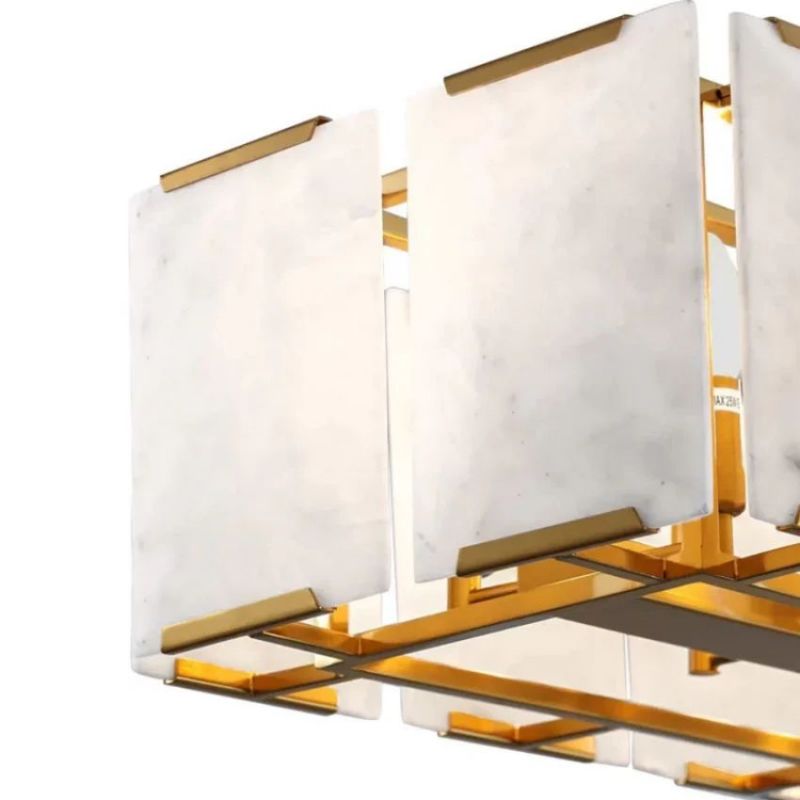 Ole Rectangle Chandelier Alabaster - Ginkgo Petal